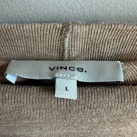 Vince Long Sleeve Drop Shoulder Pullover Knit Blouse Camel Tank L - Picture 2 of 9
